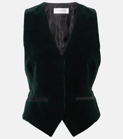 Victoria Beckham Velvet Vest In Green