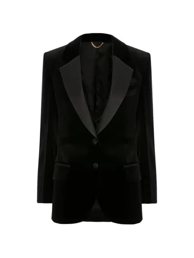 Victoria Beckham Velvet-texture Tailored Jacket In Black