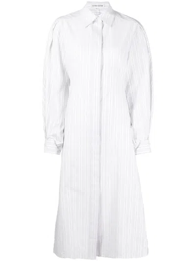 Victoria Beckham Vertical-stripe Shirt Dress In Weiss