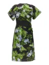 Victoria Beckham Floral Print Mini Dress With Cape-style Sleeves In Multicolour