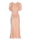 Victoria Beckham Light Pink Damask Dress With Gathering In Pink