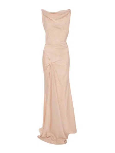 Victoria Beckham Posy Long Dress In Neutral