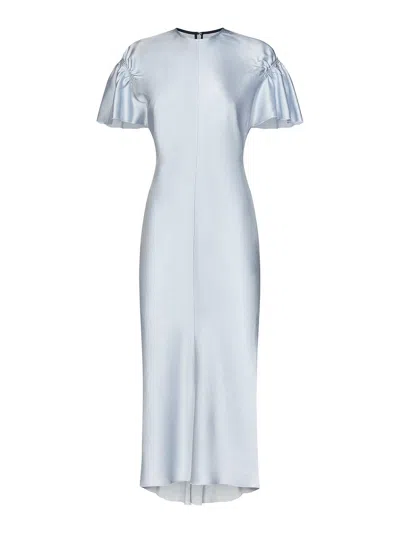 Victoria Beckham Satin-crepe Midi Dress In Azzurro