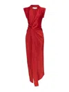 Victoria Beckham Womens Cardinal Red Asymmetric Plunge Stretch-woven Maxi Dress In Red