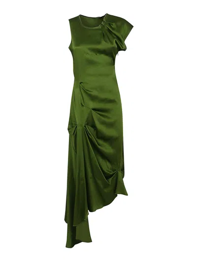 VICTORIA BECKHAM DRAPED PLEAT DETAIL MIDI DRESS