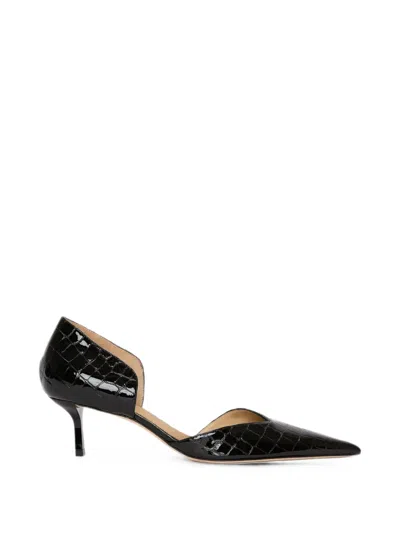 Victoria Beckham Victoria Angle 55 Croc-effect Leather Pumps In Black
