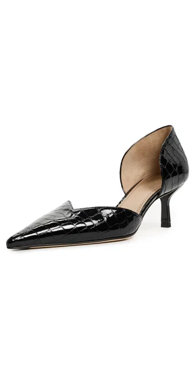 Victoria Beckham Victoria Angle 55 Croc-effect Leather Pumps In Black