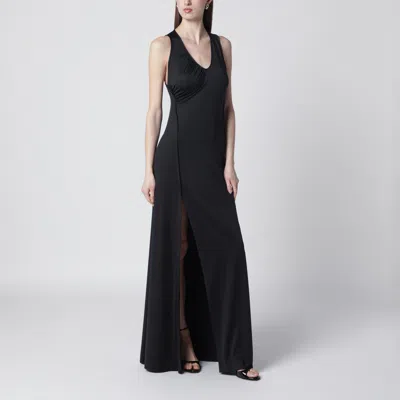 Victoria Beckham Victoria Beckam Long Jersey Dress With Slit In Black