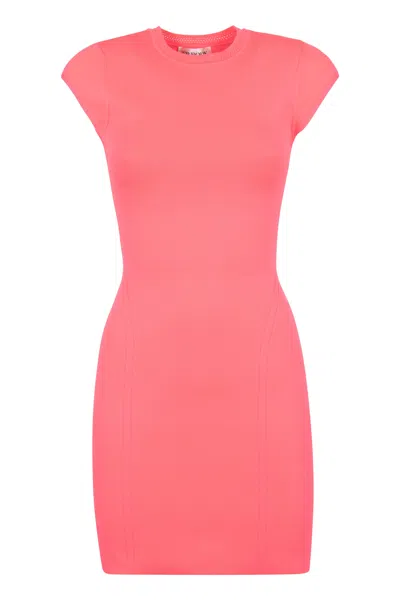 Victoria Beckham Cap Sleeve Fitted Mini Dress In Pink