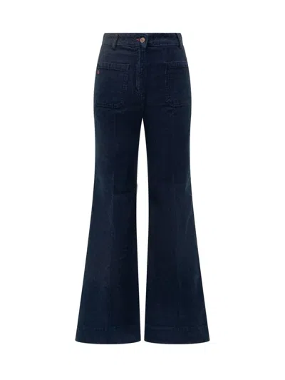 Victoria Beckham Corduroy Trousers In Blue