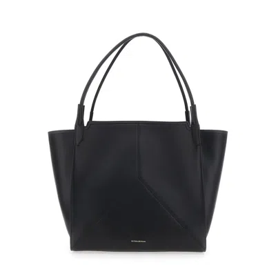 Victoria Beckham Victoria Black Handbag With V Stitching On The Front And Embossed Logo Lettering On