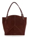 Victoria Beckham 'victoria' Brown Shoulder Bag With Embossed Logo Lettering On The Front And Two Top