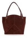 Victoria Beckham Victoria Brown Shoulder Bag With Embossed Logo Lettering On The Front And Two Top Handles In Leather