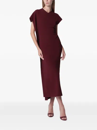 Victoria Beckham Victoria Draped Midi Dress In Burgundy