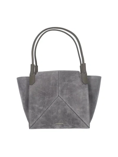 Victoria Beckham Victoria Leather Tote Bag In Gray