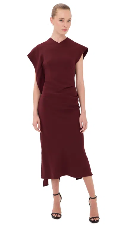 Victoria Beckham Victoria Midi Dress Cinnabar Red In Burgundy