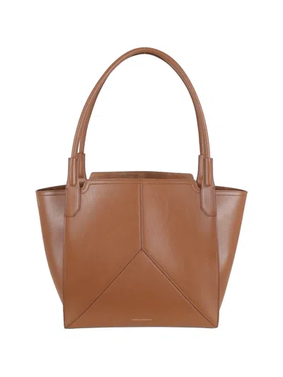 Victoria Beckham Victoria Panelled Leather Shoulder Bag In Brown