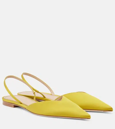 Victoria Beckham Victoria Satin Slingback Flats In Yellow