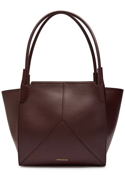 Victoria Beckham Victoria Small Panelled Leather Tote In Burgundy
