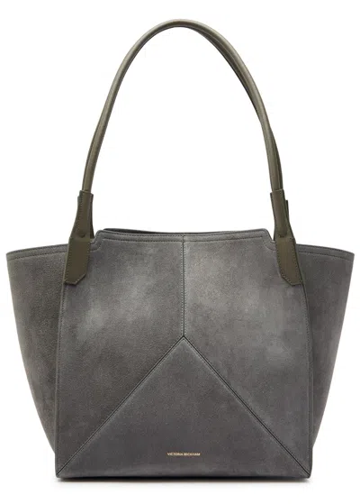 Victoria Beckham Victoria Small Panelled Suede Tote Bag In Gray