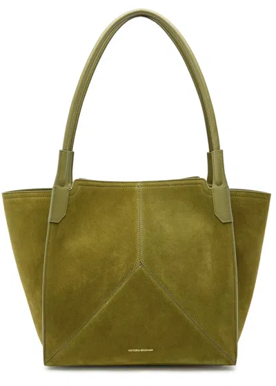 Victoria Beckham Victoria Small Panelled Suede Tote Bag In Green