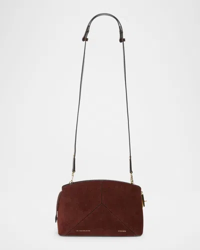 Victoria Beckham Victoria Suede Crossbody Bag In Brown