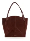 Victoria Beckham Victoria Brown Shoulder Bag With Embossed Logo Lettering On The Front And Two Top Handles In Leather
