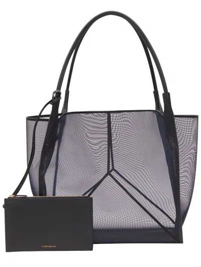 Victoria Beckham Victoria Tote Bag Large In Mesh In Gray