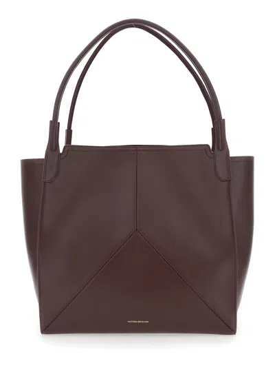 VICTORIA BECKHAM VICTORIA BORDEAUX HANDBAG WITH V STITCHING ON THE FRONT AND EMBOSSED LOGO LETTERING ON THE FRONT IN 