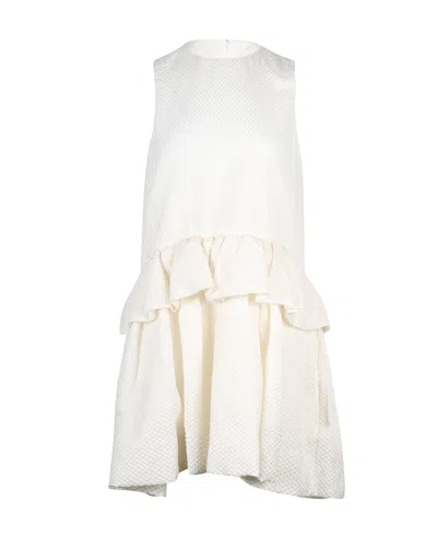 Victoria Beckham Victoria  Cloqué Dress In White Silk