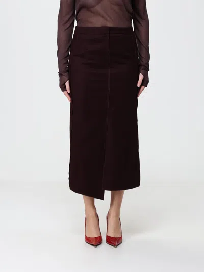 Victoria Beckham Victoria  Midi Pencil Skirt In Pure Wool With Back Closure In Brown