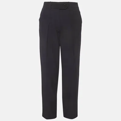 Pre-owned Victoria Beckham Victoria  Midnight Blue Satin Crystal Embellished Trousers S