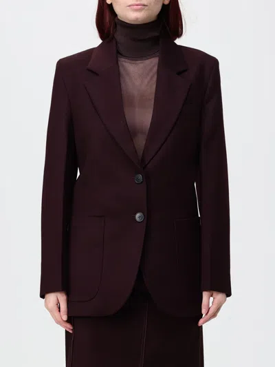 Victoria Beckham Victoria  Single-breasted 100% Wool Blazer With Lapel Collar In Burgundy