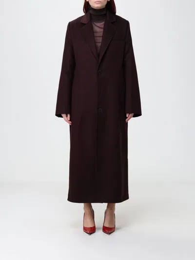 Victoria Beckham Victoria  Single-breasted Long Virgin Wool Blend Coat In Brown