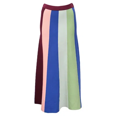 Victoria Beckham Victoria,  Striped Knitted Midi Skirt In Multicolor Viscose