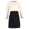 Victoria Beckham Victoria  Two Tone Dress In Cream Wool In White