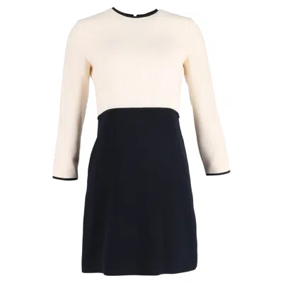 Victoria Beckham Victoria  Two Tone Dress In Cream Wool In Pink