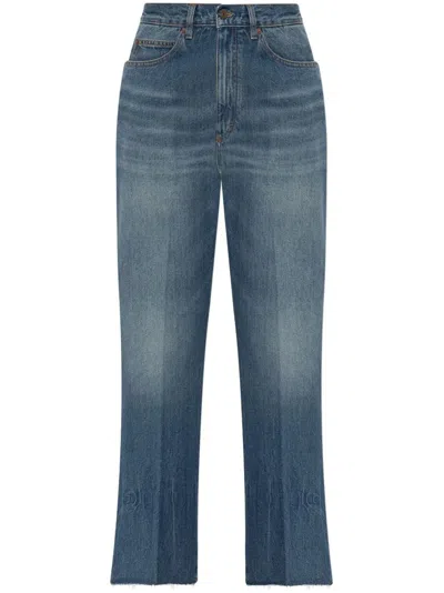 Victoria Beckham Vintage Denim Cropped Jean Pants In Blue