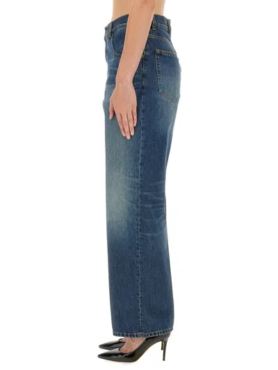 Victoria Beckham Vintage Denim Cropped Jean Pants In Blue