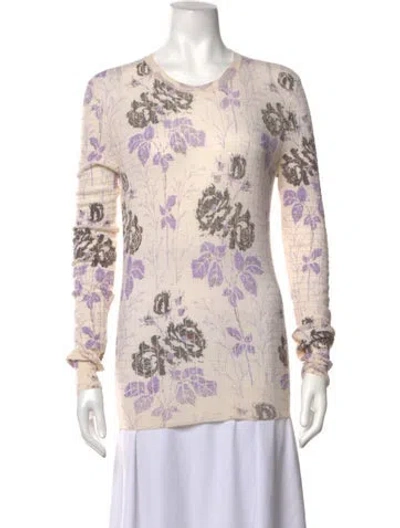Pre-owned Victoria Beckham Virgin Wool Floral Print Sweater In Purple/white