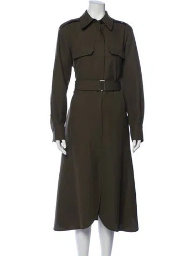 Pre-owned Victoria Beckham Virgin Wool Long Dress In Green