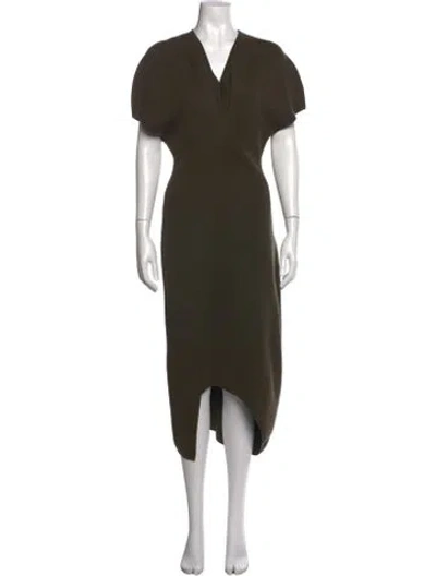 Pre-owned Victoria Beckham Virgin Wool Midi Length Dress In Green