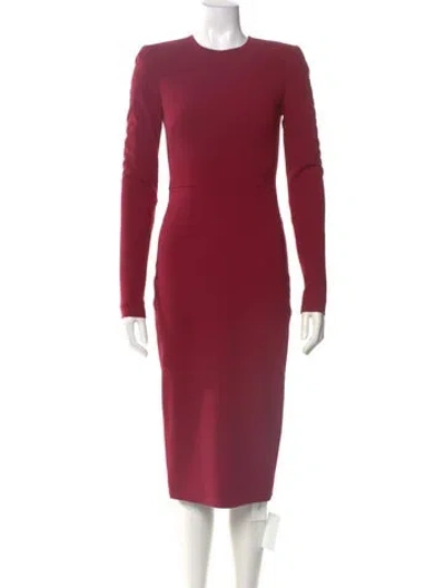 Pre-owned Victoria Beckham Virgin Wool Midi Length Dress W/ Tags In Burgundy