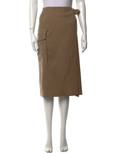 Pre-owned Victoria Beckham Virgin Wool Midi Length Skirt In Brown