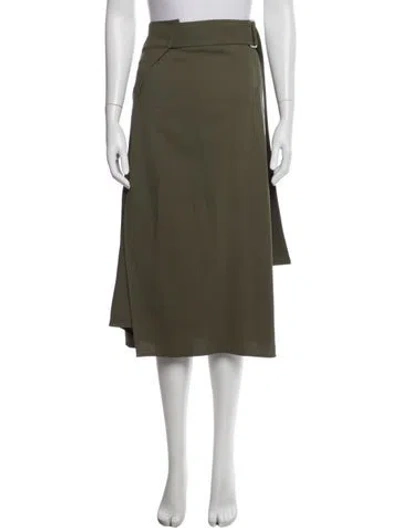Pre-owned Victoria Beckham Virgin Wool Midi Length Skirt In Green