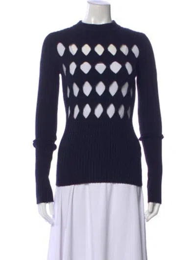 Pre-owned Victoria Beckham Virgin Wool Mock Neck Sweater In Blue