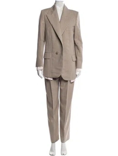 Pre-owned Victoria Beckham Virgin Wool Pant Set In Neutrals