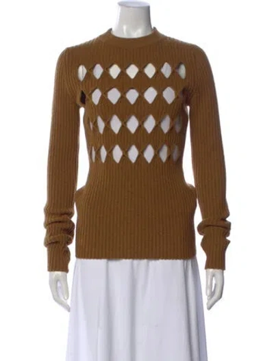 Pre-owned Victoria Beckham Virgin Wool Patterned Sweater In Brown