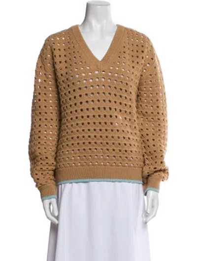 Pre-owned Victoria Beckham Virgin Wool Printed Sweater In Neutral