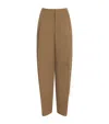 Victoria Beckham Virgin Wool Sculptural Leg Trousers In Brown